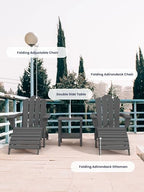 KINGYES Folding Adirondack Ottomans Set of 4 for Adirondack Chair, Grey - Image 6