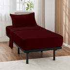 ARlinen 4 PCs Cot Sheets Sets 32" X 75", Egyptian Cotton Fitted Mattress Fits Upto 4"-8" Deep Perfect for Narrow Twin/RV Bunk/Guest Bed Replacement/Camping, Burgundy by ARlinen