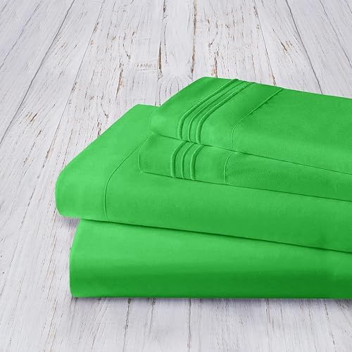 Mocassi Full Sheet Set - Luxury Hotel 1800 Premier Bedding Sheets & Pillowcases - Ultra Soft Breathable & Cooling Bed Sheets - Deep Pocket - Wrinkle Resistant - 4 Piece - Full, Emerald Green - Image 4