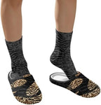 Jeiento Winter Fuzzy Slipper and Crew Socks for Women,Adult Slip-on Close Toe House Slipper,Flat Comfort home Slides - Image 4