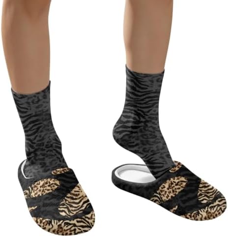 Jeiento Winter Fuzzy Slipper and Crew Socks for Women,Adult Slip-on Close Toe House Slipper,Flat Comfort home Slides - Image 4