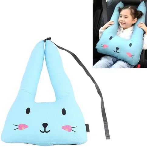 Garosa Car Travel Pillow Neck Support Cushion Soft Chin Headrest Support for Kids Adults Road Trips Blue Cotton 1 Pack Removable Washable Cute Car Shape - Image 3