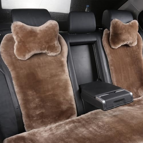 Fluffy Car Headrest Pillow Furry Long Wool Lumbar Auto Head Neck Support Pillow Cushion Natural Luxury Fur Warm Soft Comfort Winter - Image 2