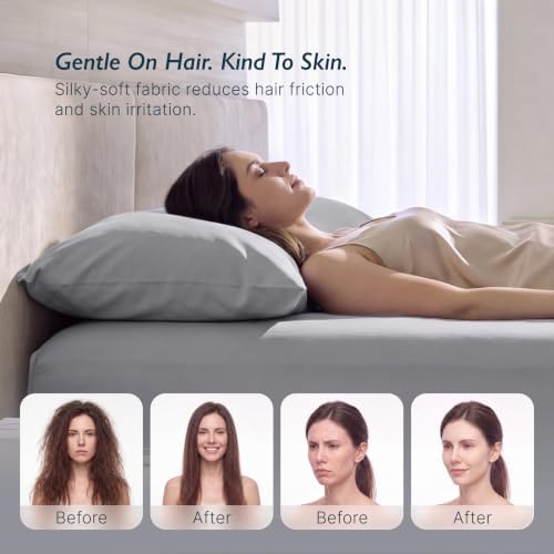 Breescape Cooling Pillow Cases Queen Size Set of 2, BlendTek™ Cooling Technology for Hot Sleepers & Night Sweats, Silky Soft Cool Pillowcases for Hair & Skin Care, 20" x 30", Misty Gray - Image 3