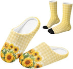 Womens Fuzzy Slipper with Socks Warm Cozy House Slipper and Socks Set Plush Winter Shoes for Indoor by Baxinh