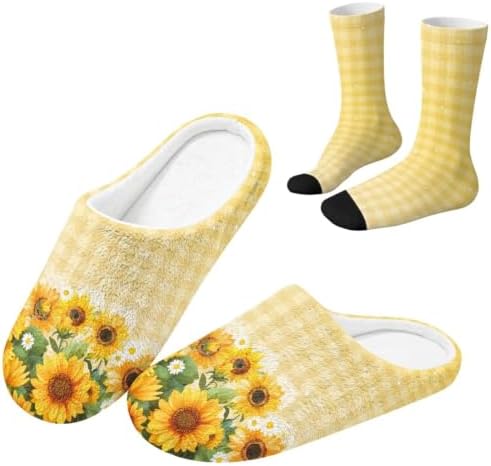 Womens Fuzzy Slipper with Socks Warm Cozy House Slipper and Socks Set Plush Winter Shoes for Indoor by Baxinh