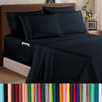 Elegant Comfort 1500 Premium Quality 4-Piece Bed Sheet Set - 18-24 Inch Extra Deep Pocket, Smart Storage Pockets, Wrinkle Free Ultra Soft 4PC Extra Deep Pocket Sheets, Twin/Twin XL, Black by ELEGANTCOMFORT
