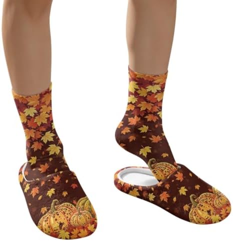 Jeiento Fuzzy Slippers and Sock Set Women's Warm Cozy Memory Foam House Shoes Soft Slip-on Slides - Image 4