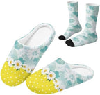 Fuzzy Slipper with Socks for Women Slip On House Slipper and Socks Set Cozy Fuzzy Slippers for Indoor by Baxinh