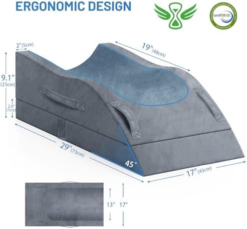 TranquilRelax Leg Elevation Pillow for After Surgery, Wedge Pillow, Grey - Image 2