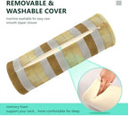 Yoga Bolster Pillow Round Neck Roll Pillow Bed Round Pillow for Baby Cylinder Decorative Pillow Bolster Pillow Covers with Zipper Gold Stripe - Image 4