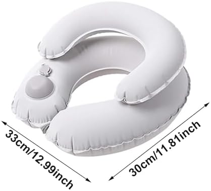 Double-Layer Inflatable Neck Pillow, Press-to-Inflate U-Shaped Pillow, Portable Neck Support for Office Trip Travel, White - Image 2
