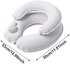 Double-Layer Inflatable Neck Pillow, Press-to-Inflate U-Shaped Pillow, Portable Neck Support for Office Trip Travel, Blue - Image 4