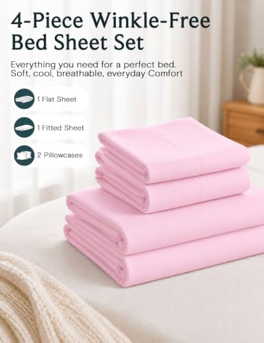 Cal King Size Sheets Set, Cooling & Soft Deep Pocket Bed Sheets, 4PC - Image 6