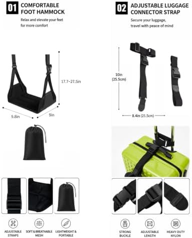 Travel Comfort Bundle - Airplane Footrest Hammock - Luggage Straps - Image 2