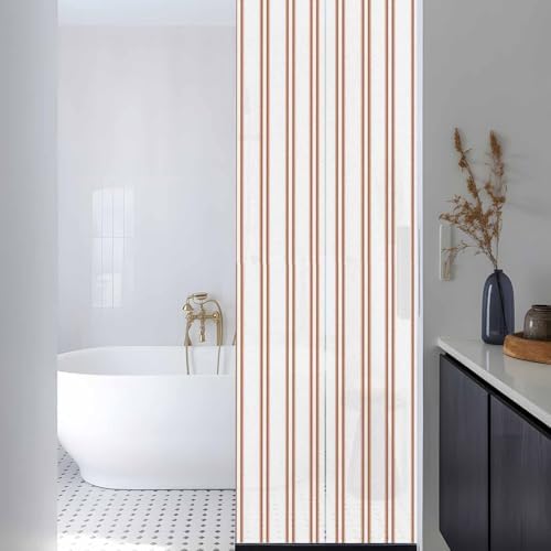 Window Privacy Film Frosted, Orange Stripes Reusable Static Cling Window Tints, Modern Minimalist Vertical Lines Heat Control Windows Films for Offices, Balcony, 29.5 x 118 Inches - Image 3