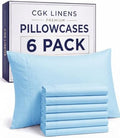 Queen Pillow Cases - 6 Pack Soft Pillowcase Covers - 20" x 30" (Light Blue) by CGKUnlimited