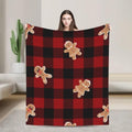 Christmas Gingerbread Plaid Flannel Fleece Throw Blanket by Unknown