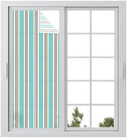 Window Privacy Film Frosted, Teal Brown Striped Static Cling Door Window Covering, Modern Farmhouse Vertical Stripes UV Blocking Windows Film for Office, Hotel, Bedroom, 29.5 x 78.7 Inches by Unknown