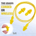 Tondiamo 200 Pairs Ear Plug Bulk with Cord Reusable Silicone, Yellow - Image 3