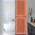 Window Privacy Film Frosted, Burnt Orange Botanical Reusable Static Cling Window Tints, Vintage Florals Geometric Minimalist Heat Control Windows Films for Offices, Balcony, 29.5 x 118 Inches - Image 3