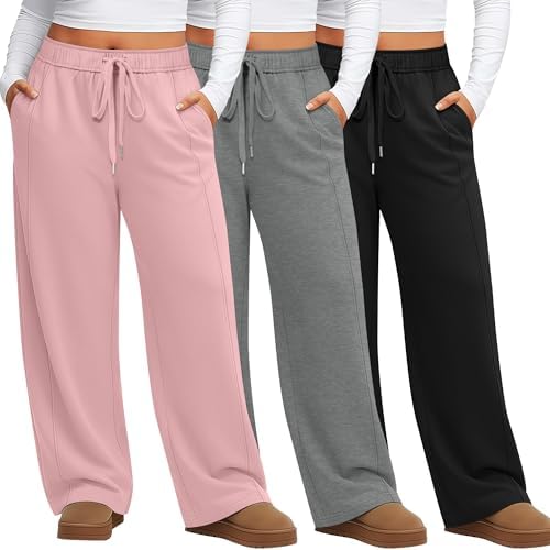 Evervibe 3 Pack Women's Plus Size Wide Leg Pants Baggy Sweatpant by Evervibe