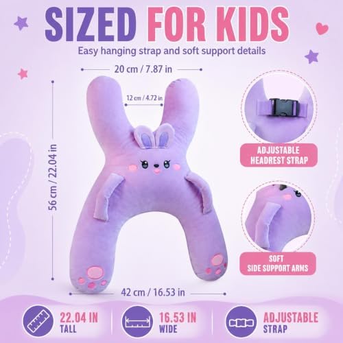 Kids Car Travel Pillow 22 Inch H Shaped Support Cushion for Road Trips - Image 4
