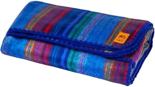 Alpaca Wool Blanket - Queen Size Bed Throw & Warm, Lightweight, Couch or Camp - Outdoor - 87 x 64 Inches (Blue & Purple) by Alpakitas