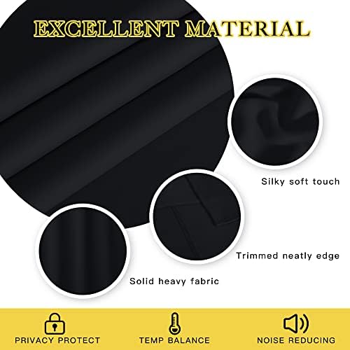 NICETOWN Black Curtain for Patio Door - Extra Wide Energy Save Sliding Glass Door Drape for Curtain Rod, Room Divider Curtain, Vertical Blinds (Black, 100 inches Width x 95 inches Length) - Image 3