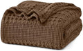 PHF Lightweight 100% Cotton Waffle Blanket for Bed, Queen, Chocolate by PHF