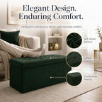 ALASDO 43 Inch Folding Storage Ottoman Bench with Hidden Storage, Velvet Storage Ottoman Foot Rest Stool, End of Bed Bench for Bedroom, Living Room, Entryway and Closet, Dark Green - Image 2