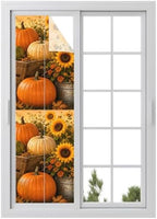 Window Privacy Film Frosted, Fall Pumpkins Reusable Static Cling Window Tints, Thanksgiving Autumn Sunflowers Orange Heat Control Windows Films for Offices, Balcony, 29.5 x 118 Inches by Unknown