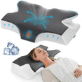 Elviros Cervical Neck Memory Foam Pillow with Removable Cooling Pillowcase by Elviros