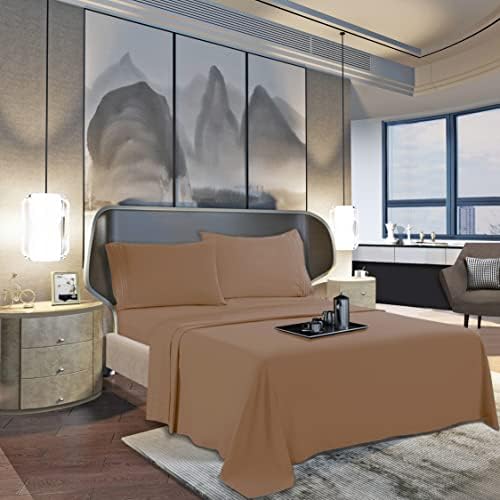 Mocassi Full Sheet Set - Luxury Hotel 1800 Premier Bedding Sheets & Pillowcases - Ultra Soft Breathable & Cooling Bed Sheets - Deep Pocket - Wrinkle Resistant - 4 Piece Set - Full, Taupe - Image 3