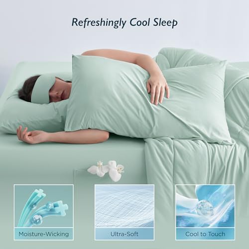 Breescape Cooling Pillow Cases King Size Set of 2, BlendTek™ Cooling Technology for Hot Sleepers & Night Sweats, Silky Soft Cool Pillowcases for Hair & Skin Care, 20" x 36", Mint Green - Image 3