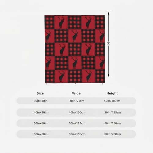 Christmas Deer Red Black Plaid Flannel Fleece Throw Blanket - Image 7
