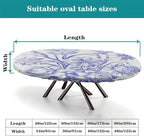Tablecloth for Oval Table, Plaid Pattern Printed on Fitted Oval Tablecloth, for Home & Daily Use Nightstands, Fits for 60" x 84" Oval Tables - Image 4
