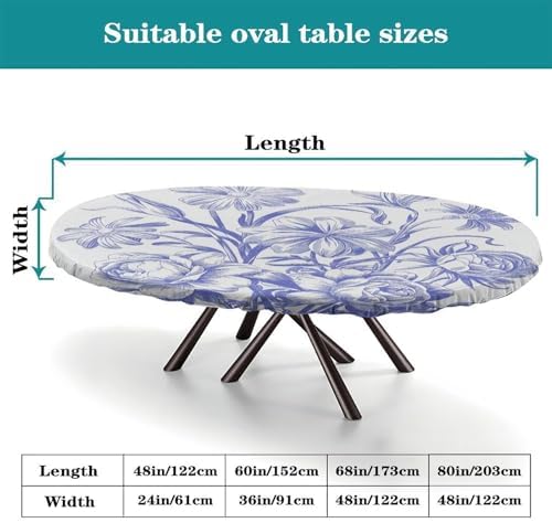 Tablecloth for Oval Table, Plaid Pattern Printed on Fitted Oval Tablecloth, for Home & Daily Use Nightstands, Fits for 60" x 84" Oval Tables - Image 4