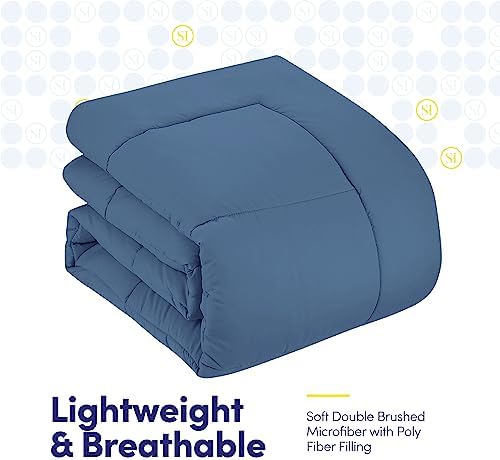 RV Short Queen Comforter Set for RV Camper - Comforter Set with Fitted & Flat Sheet, 4 Pillowcases - Tailored for RV Short Queen Beds - Cozy Essentials for Your RV Bedroom, Denim - Image 5