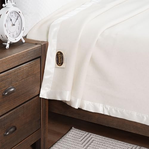 Creswick Woollen Mills 100% Australian Merino Wool Blanket – Soft Warm and Natural with Satin Binding, Breathable Luxury Bedding for All Seasons, (Natural, Throw) - Image 5