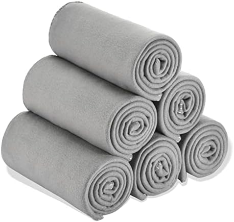 Fleece Throw Blankets Bulk Fleece Blankets Solid Wholesale Lightweight Warm Soft for Pet Bed Sofa Couch Office Wedding Gifts Travel Seasons (Grey, Pack of 6-50x60 Inches) by SPEICALGLORY