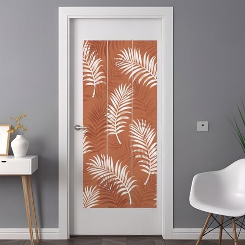Window Privacy Film Frosted, Terracotta Botanical Non-Adhesive Static Cling Window Tint, Summer Palm Leaves Foliage Tropical Insulated Windows Frosted Films for Living Room, 35.4 x 78.7 Inches - Image 3