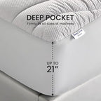 SLEEP ZONE King Size Cooling Mattress Pad, Premium Zoned Quilted Fitted Mattress Topper, Elastic Mattress Protector Cover, Machine Wash Durable, Deep Pocket 8-21 inch, Silver Grey, King - Image 5