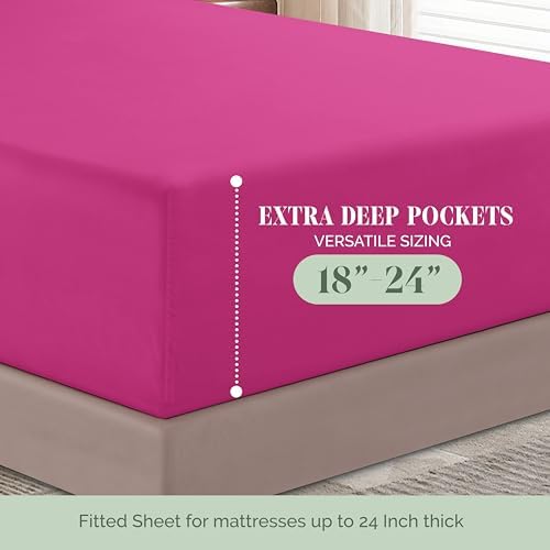 Elegant Comfort 1500 Premium Quality 4-Piece Bed Sheet Set - 18-24 Inch Extra Deep Pocket, Smart Storage Pockets, Wrinkle Free Ultra Soft 4PC Extra Deep Pocket Sheets, Twin/Twin XL, Pink - Image 5