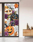 Window Privacy Film Frosted, Pumpkins Halloween Non-Adhesive Static Cling Window Tint, Black Horror Purple Floral Botanical Insulated Windows Frosted Films for Living Room, 35.4 x 78.7 Inches - Image 5