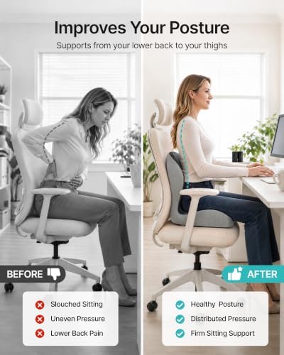 PEGZONE Seat Cushion with Lumbar Support, Memory Foam Cushion for Chair - Image 4