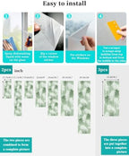 Window Privacy Film Frosted, Sage Green Palm Trees Tropical Non-Adhesive Static Cling Window Tint, Summer Beach Botanical Insulated Windows Frosted Films for Living Room, 35.4 x 78.7 Inches - Image 4
