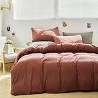 Luxlovery Brick Red Comforter Set Full Dark Rust Bedding Comforter Set Full Solid Blackish Red Soft Breathable Blanket Quilts 3 Piece Bedding Set Women Men Adults Teens - Image 3