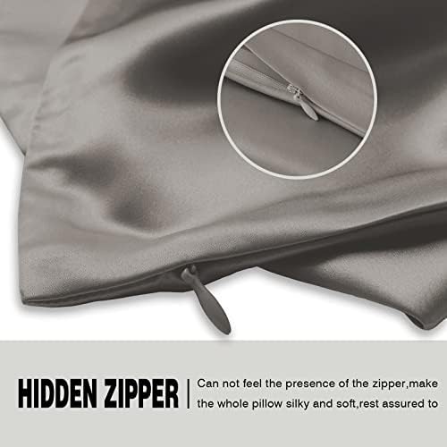 Suatien Mulberry Silk Pillow Cases 2 Pack King Size, Gray - Image 4