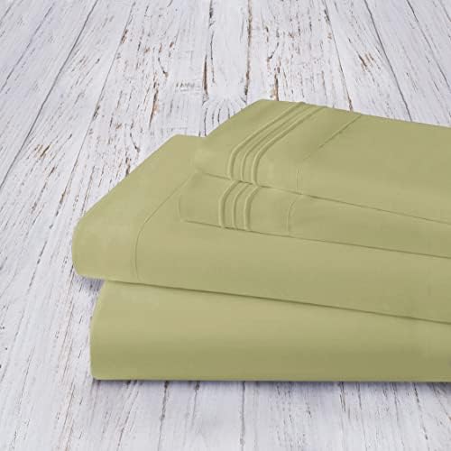 Mocassi Queen Sheet Set - Luxury Hotel 1800 Premier Bedding Sheets & Pillowcases - Ultra Soft Breathable & Cooling Bed Sheets - Deep Pocket - Wrinkle Resistant - 4 Piece Set - Queen, Sage Green - Image 4